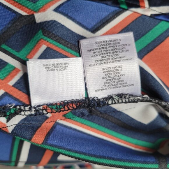 Nine West Sleeveless Diamond Geometric Print Blouse Top M Polyester Womens Multi - Picture 4 of 8